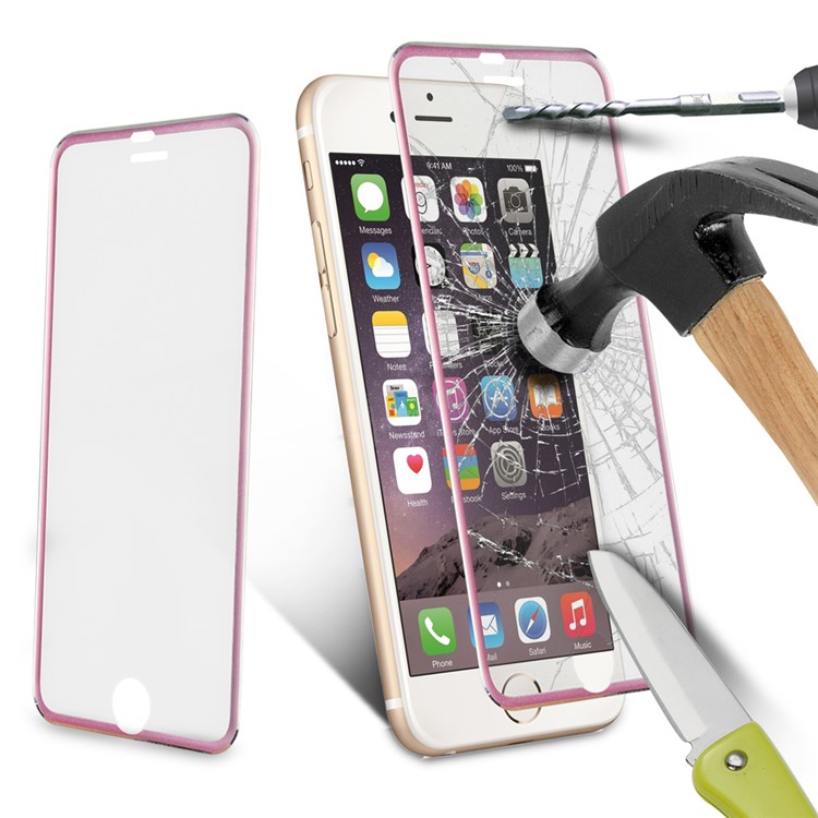 For iPhone 6s 6 3D Curved Edge Titanium Alloy Tempered Glass Screen Guard 0.3mm Full Coverage - Rose-9
