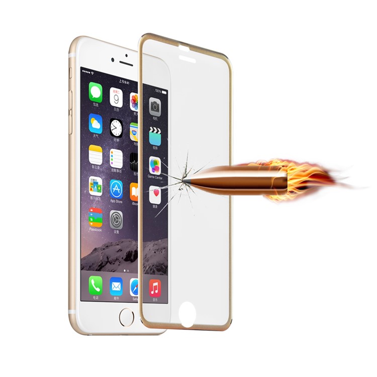 For iPhone 6s 6 Titanium Alloy Tempered Glass Screen Cover Film 3D Curved Edge Full Coverage - Gold-3