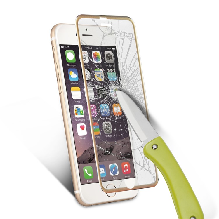 For iPhone 6s 6 Titanium Alloy Tempered Glass Screen Cover Film 3D Curved Edge Full Coverage - Gold-6
