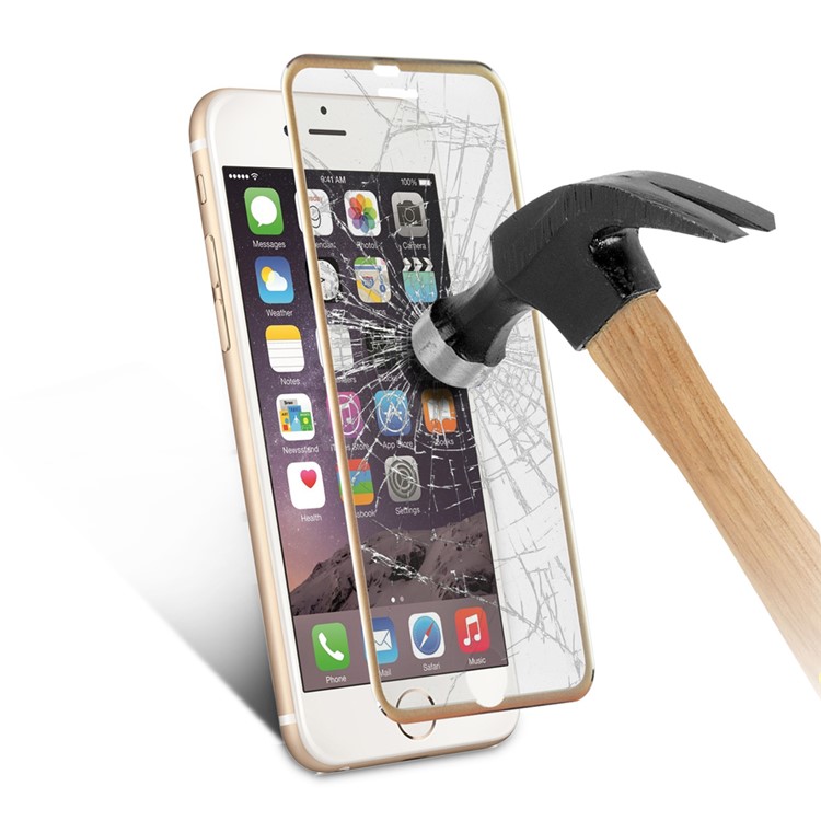 For iPhone 6s 6 Titanium Alloy Tempered Glass Screen Cover Film 3D Curved Edge Full Coverage - Gold-7