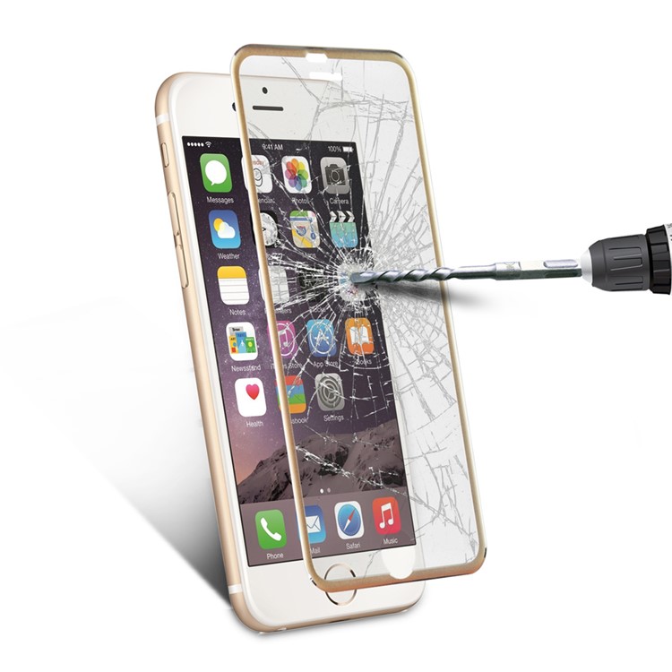 For iPhone 6s 6 Titanium Alloy Tempered Glass Screen Cover Film 3D Curved Edge Full Coverage - Gold-8
