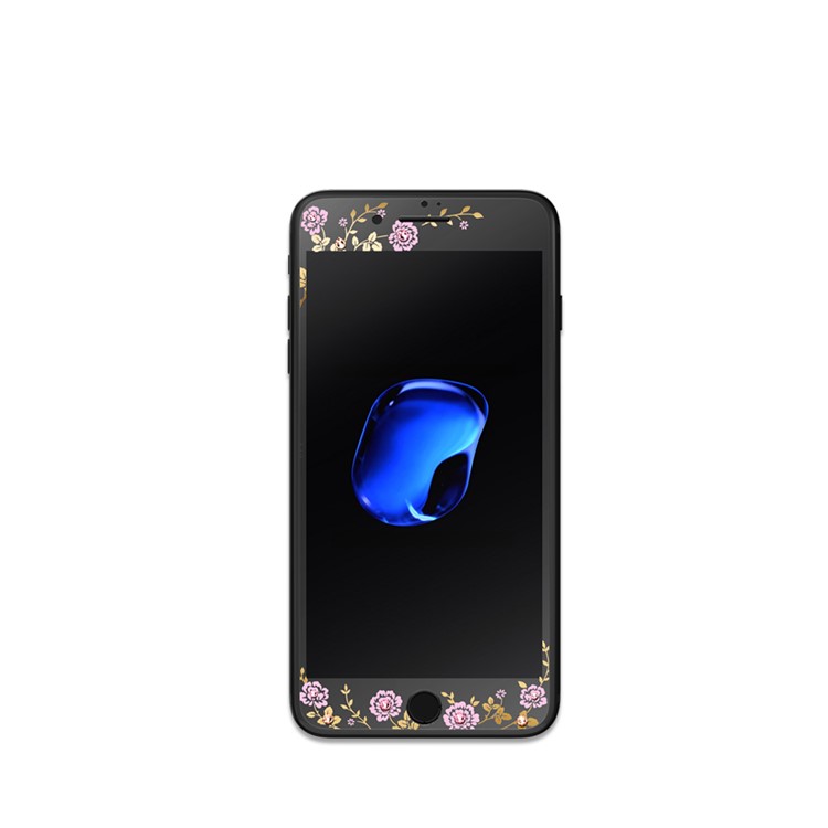 

KAVARO 0.3mm Полный Охват Закаленное Стекло Swarovski Алмаз Декор Экран Протектор Для Iphone 7 4,7 Дюйма - Черный, iPhone 7 4.7 inch