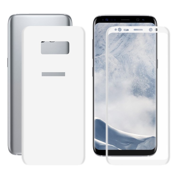HAT PRINCE 0.26mm 9H Full Size Tempered Glass Front + Back Screen Protector (3D Arc Edge) for Samsung Galaxy S8 SM-G950 - White-2