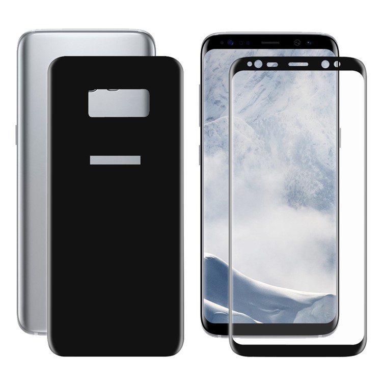 HAT PRINCE 0.26mm 9H Complete Coverage Tempered Glass Front + Back Screen Protector Film (3D Arc Edge) for Samsung Galaxy S8+ SM-G955 - Black-2
