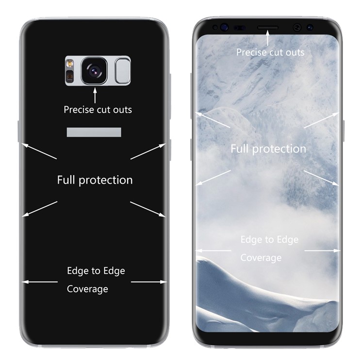 HAT PRINCE 0.26mm 9H Complete Coverage Tempered Glass Front + Back Screen Protector Film (3D Arc Edge) for Samsung Galaxy S8+ SM-G955 - Black-4