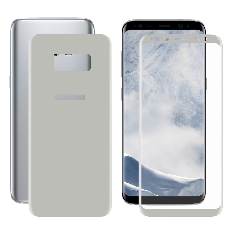 HAT PRINCE 0.26mm 9H Full Coverage Tempered Glass Front + Back Screen Protector (3D Arc Edge) for Samsung Galaxy S8+ SM-G955 - Silver-2