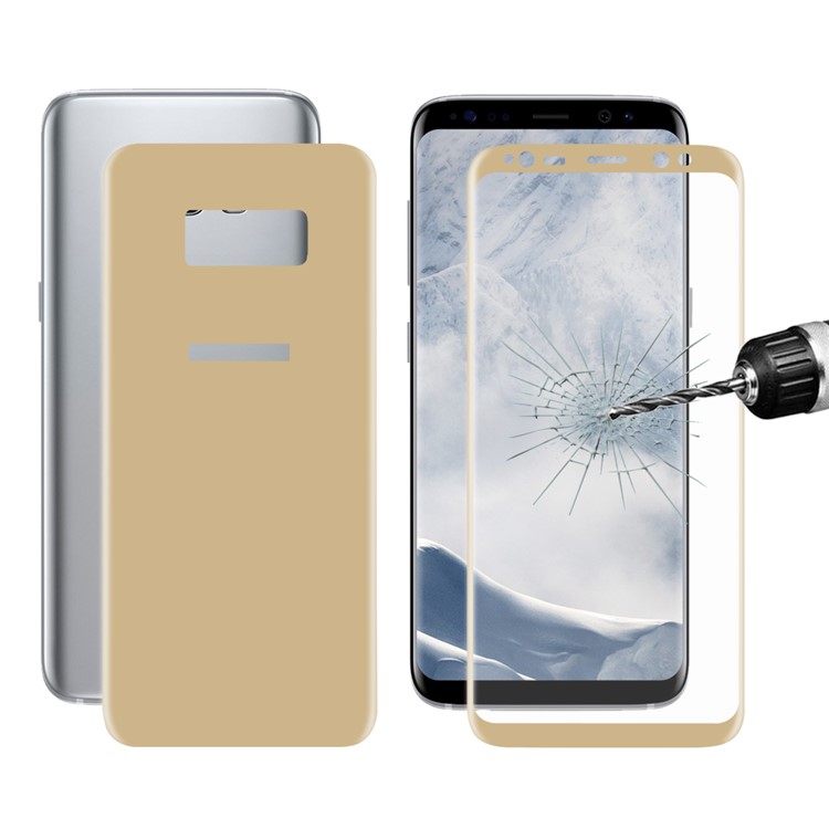 HAT PRINCE 0.26mm 9H Complete Coverage Tempered Glass Front + Back Screen Protector (3D Arc Edge) for Samsung Galaxy S8+ SM-G955 - Gold-1