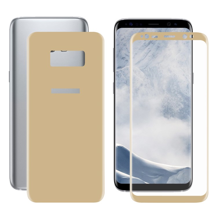 HAT PRINCE 0.26mm 9H Complete Coverage Tempered Glass Front + Back Screen Protector (3D Arc Edge) for Samsung Galaxy S8+ SM-G955 - Gold-2