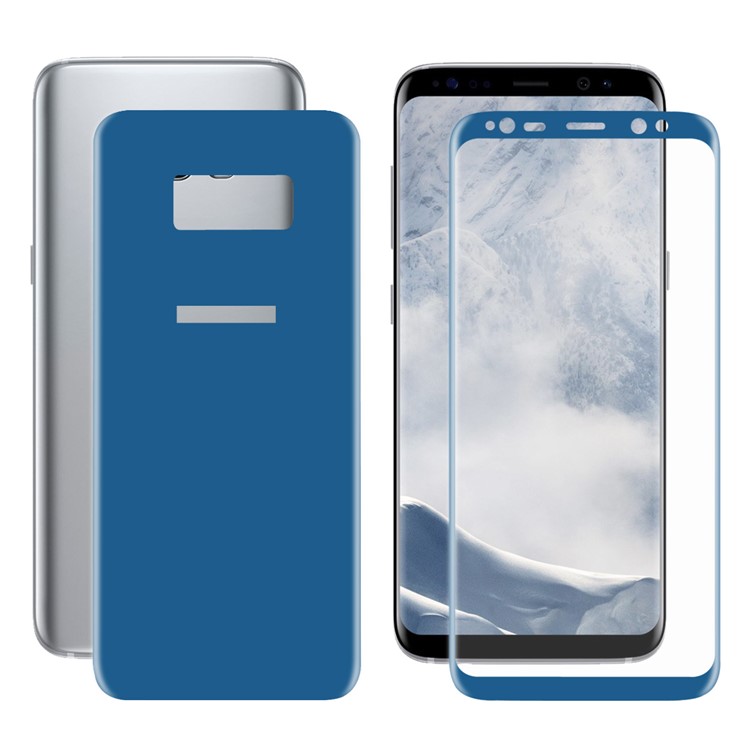 HAT PRINCE 0.26mm 9H Full Size Tempered Glass Front + Back Screen Protector (3D Arc Edge) for Samsung Galaxy S8+ SM-G955 - Blue-2