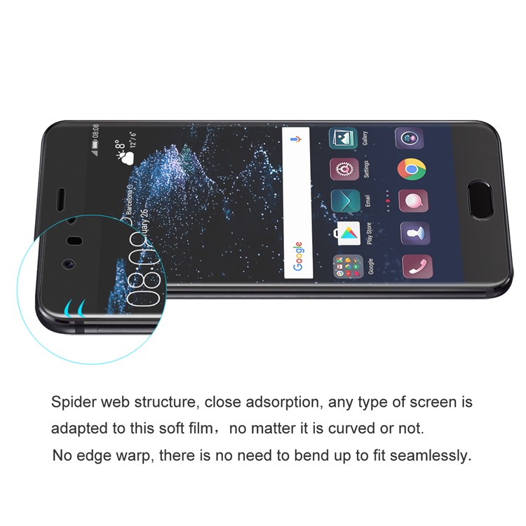 HAT PRINCE Complete Coverage Plated 3D Arc Edge 0.1mm Soft Protective Films for Huawei P10-3