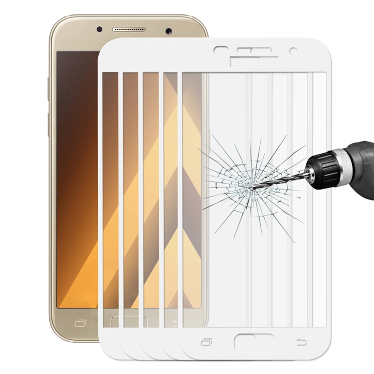 5Pcs HAT PRINCE 0.26mm 9H Full Coverage Tempered Glass Screen Protector (2.5D Arc Edge) for Samsung Galaxy A5 (2017) SM-A520 - White-1