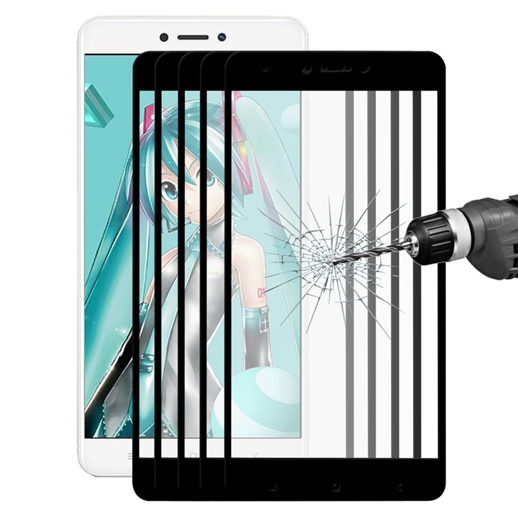 5Pcs HAT PRINCE 0.26mm 9H Full Size Tempered Glass Screen Protector (2.5D Arc Edge) for Xiaomi Redmi Note 4X - Black-1