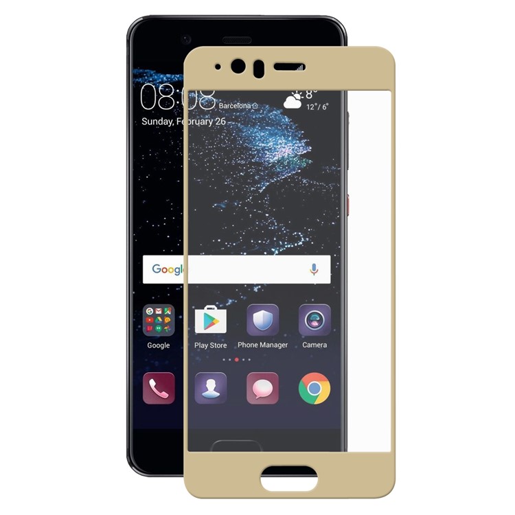 5Pcs HAT PRINCE 0.26mm 9H Complete Coverage Tempered Glass Screen Protector (2.5D Arc Edge) for Huawei P10 - Gold-2