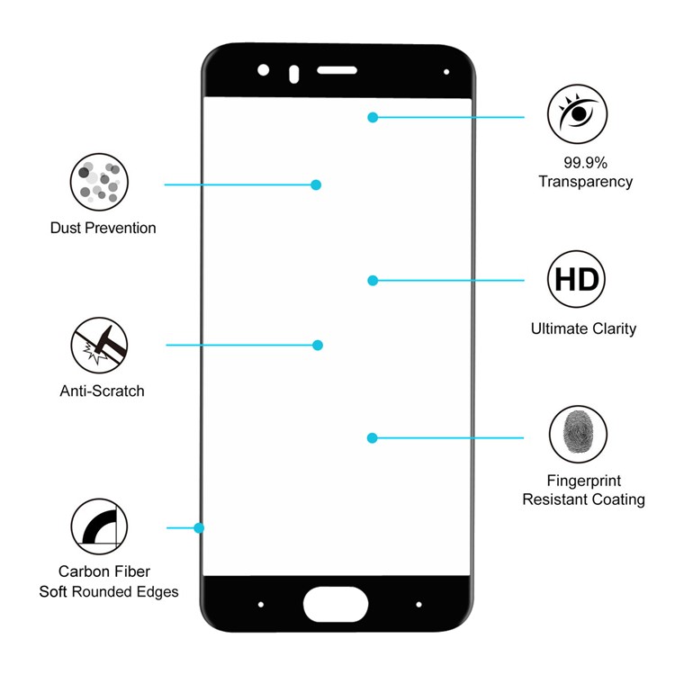 HAT PRINCE 0.2mm 9H Complete Coverage Tempered Glass Screen Protector Film with Carbon Fiber Soft 3D Arc Edge for Xiaomi Mi 6 - Black-3