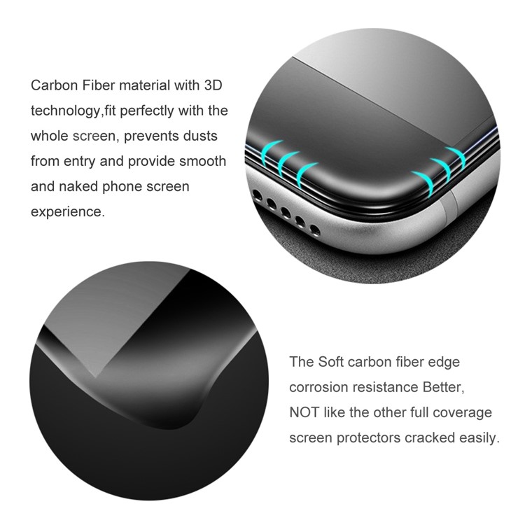 HAT PRINCE 0.2mm 9H Complete Coverage Tempered Glass Screen Protector Film with Carbon Fiber Soft 3D Arc Edge for Xiaomi Mi 6 - Black-4