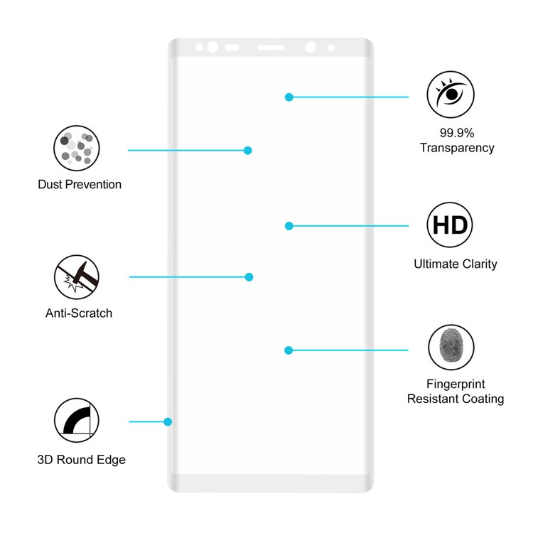HAT PRINCE 0.26mm 3D Full Cover Tempered Glass Screen Protector Guard for Samsung Galaxy Note 8 - White-4