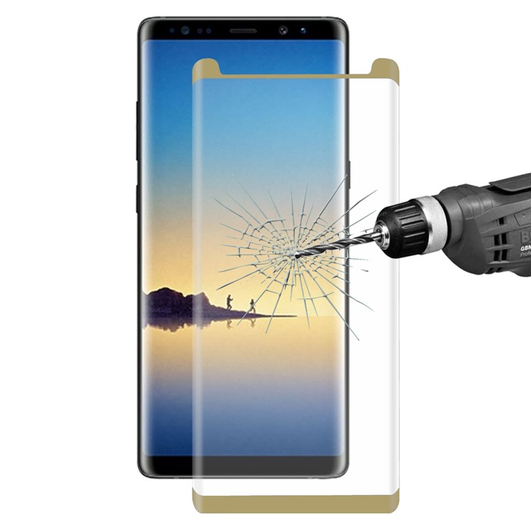 HAT PRINCE 0.26mm 3D Full Size Tempered Glass Screen Protector Guard (Opening on Top) for Samsung Galaxy Note 8 - Gold-1