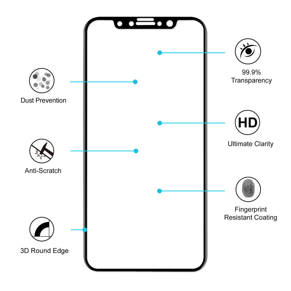 HAT PRINCE for iPhone XS /X/Ten 5.8-inch 3D Full Size Tempered Glass Screen Protector Guard 0.26mm - Black-4