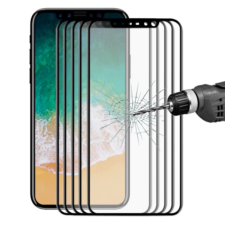 HAT PRINCE 5Pcs for iPhone 8 3D Curved Carbon Fiber Edges Full Size Tempered Glass Screen Protectors 0.2mm - Black-1