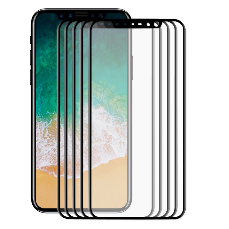 HAT PRINCE 5Pcs for iPhone 8 3D Curved Carbon Fiber Edges Full Size Tempered Glass Screen Protectors 0.2mm - Black-2