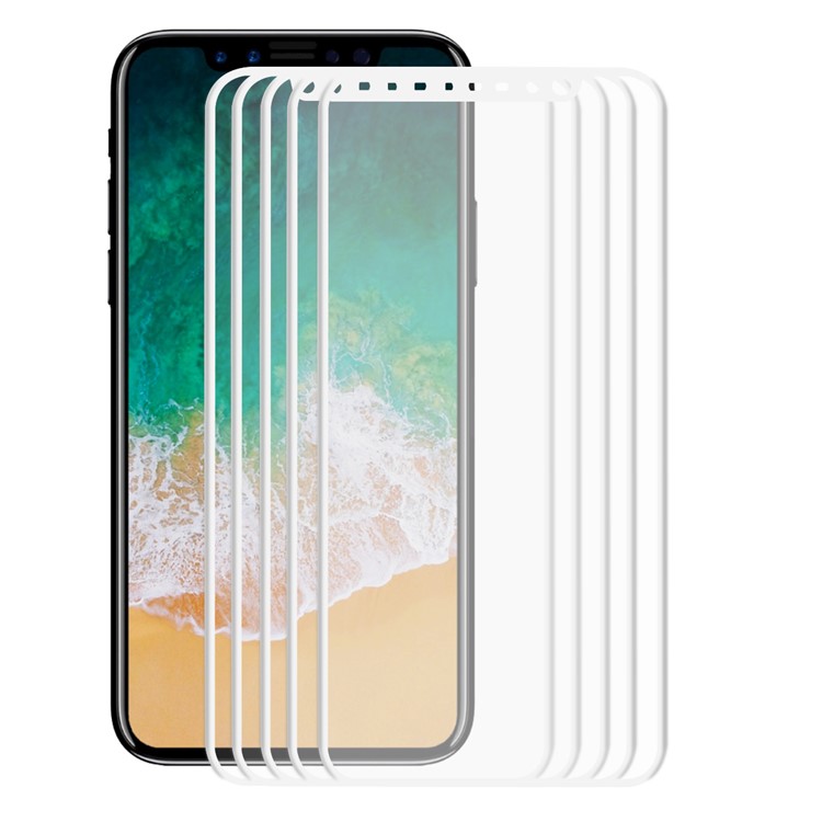 HAT PRINCE 5Pcs for iPhone Xs / X 5.8-inch 0.2mm 3D Curved Carbon Fiber Edges Full Size Tempered Glass Screen Protectors - White-2