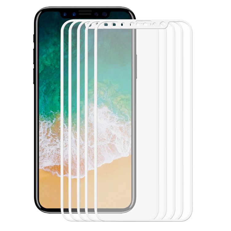 HAT PRINCE 5Pcs for iPhone Xs / X 5.8-inch 0.26mm 2.5D Full Coverage Tempered Glass Screen Protector Films - White-2