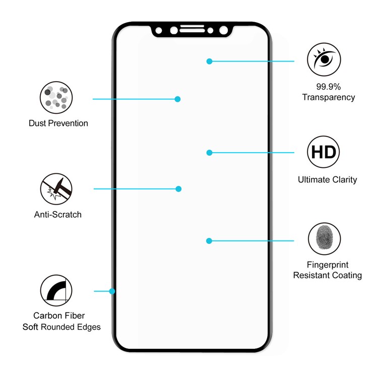 HAT PRINCE for iPhone 8 0.2mm 3D Curved Carbon Fiber Edges Full Size Tempered Glass Screen Protector - Black-3