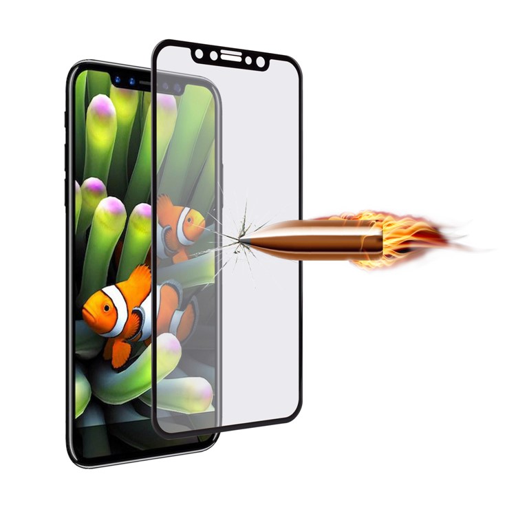 ANGIBABE for iPhone Xs / X/10 5.8-inch 4D Curved Full Screen Cover Tempered Glass Protector Guard - Black-3