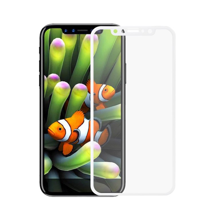 ANGIBABE 4D Curved Full Coverage Tempered Glass Screen Protector Film for iPhone Xs / X/10 5.8-inch - White-1