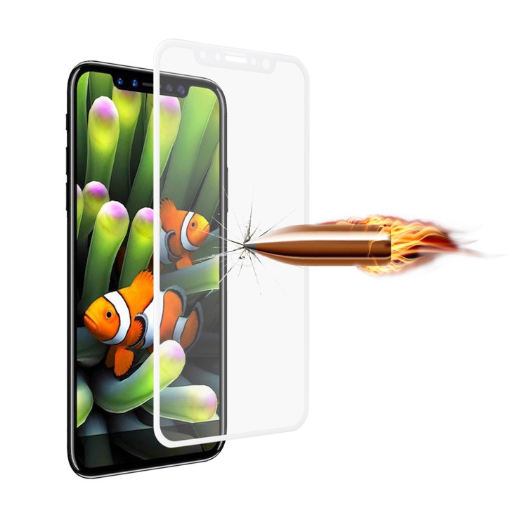 ANGIBABE 4D Curved Full Coverage Tempered Glass Screen Protector Film for iPhone Xs / X/10 5.8-inch - White-3