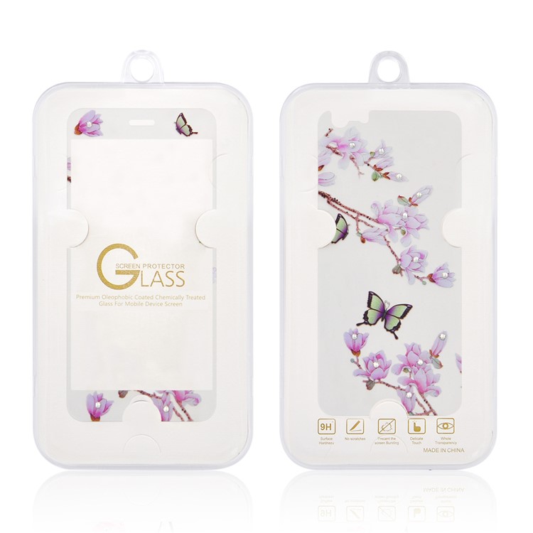 Embossing Front + Back Tempered Glass Films for iPhone 6s 6 - Butterflies & Wintersweet-11