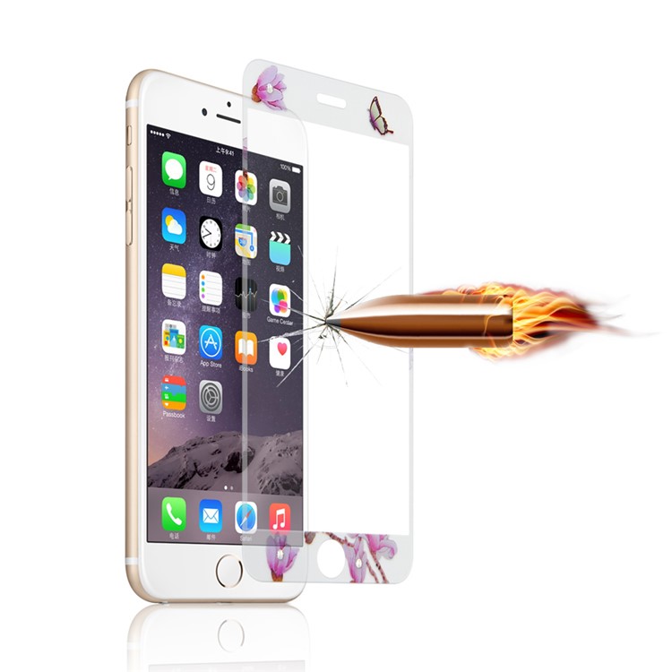 Embossing Front + Back Tempered Glass Films for iPhone 6s 6 - Butterflies & Wintersweet-4