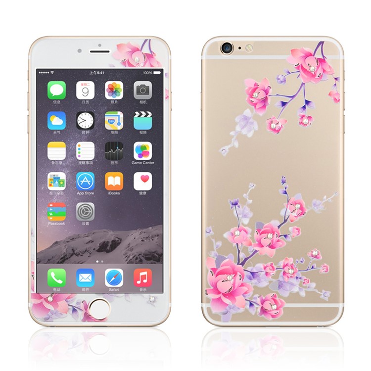 Embossing Front + Back Tempered Glass Films for iPhone 6s Plus / 6 Plus - Plum Blossom-2