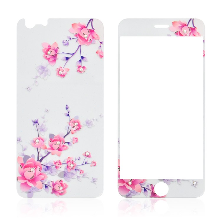 Embossing Front + Back Tempered Glass Films for iPhone 6s Plus / 6 Plus - Plum Blossom-3
