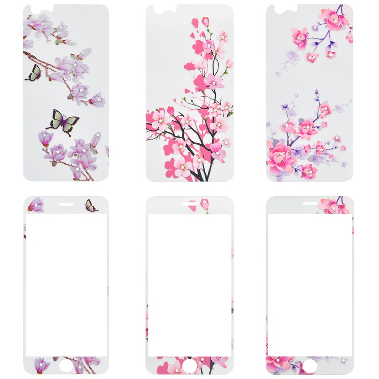 Embossing Front + Back Tempered Glass Films for iPhone 6s Plus / 6 Plus - Plum Blossom-9