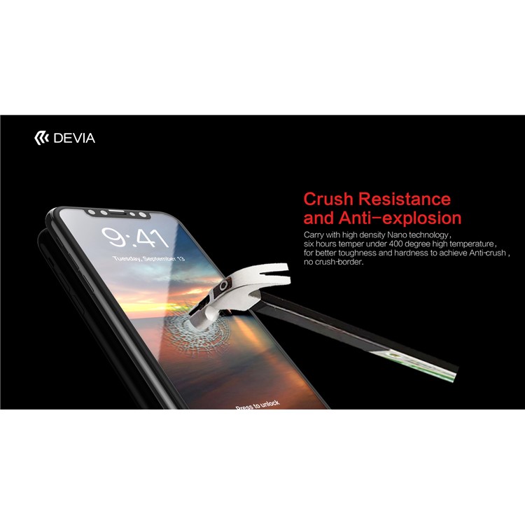 DEVIA for iPhone Xs / X (Ten) Eagle Eye 3D Soft Edges Full Screen Imported Asahi Tempered Glass Protector Film-3