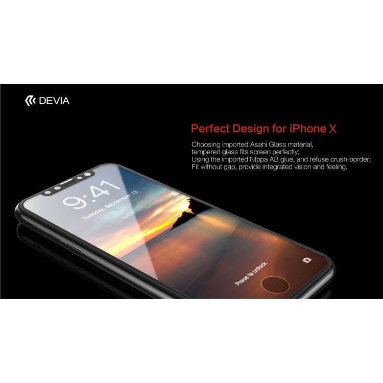 DEVIA for iPhone Xs / X (Ten) Eagle Eye 3D Soft Edges Full Screen Imported Asahi Tempered Glass Protector Film-5