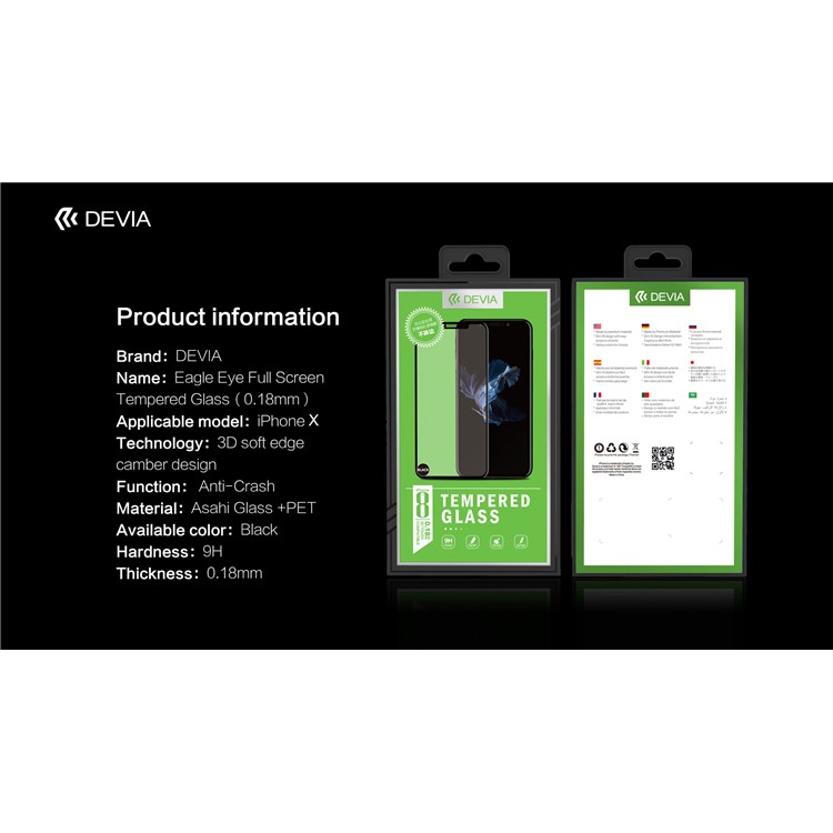 DEVIA for iPhone Xs / X (Ten) Eagle Eye 3D Soft Edges Full Screen Imported Asahi Tempered Glass Protector Film-6