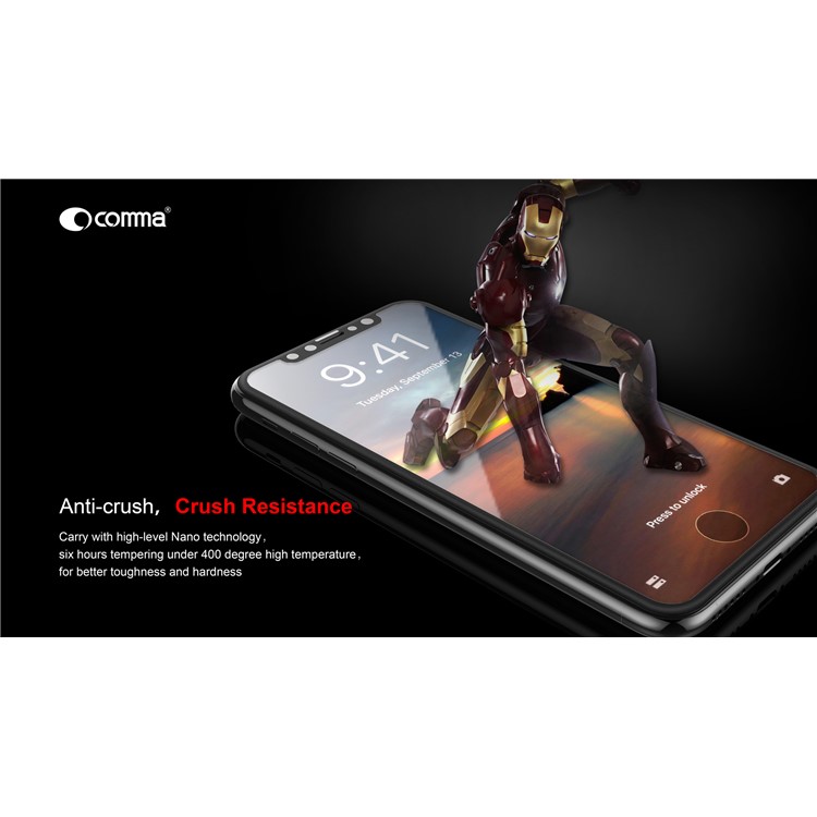 COMMA Dun Series for iPhone Xs / X (Ten) 5.8 inch Soft Edge Dun Full Screen Tempered Glass Protector Guard-4