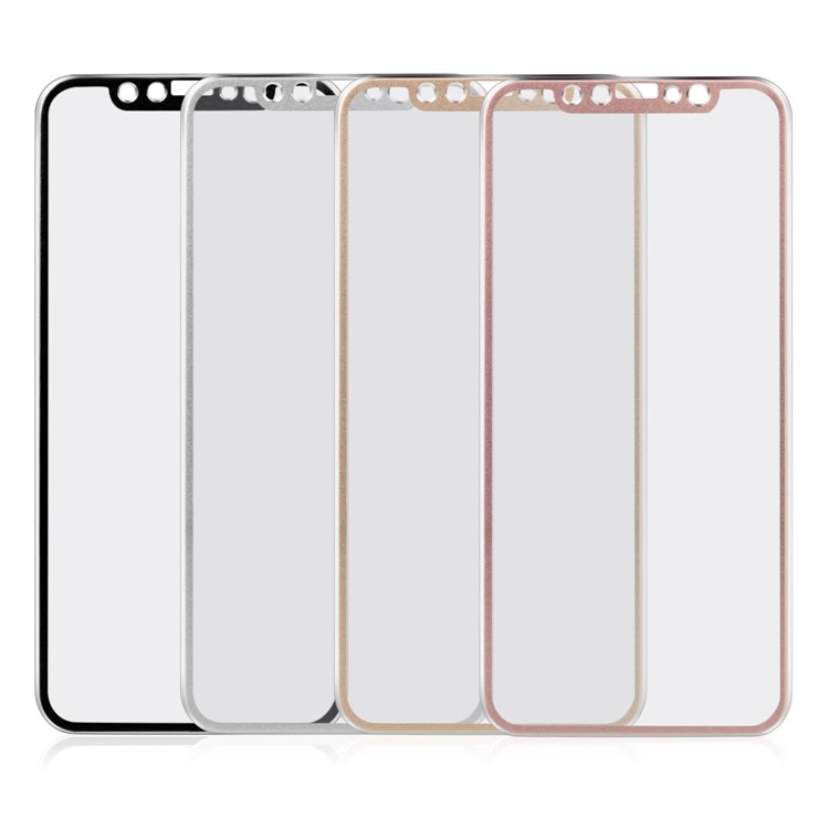 ANGIBABE 0.3mm Titanium Alloy Brushed Edge Full Tempered Glass Screen Protector for iPhone Xs / X - Silver-12