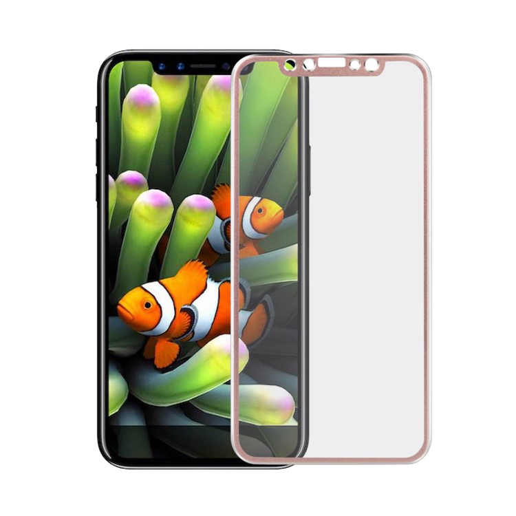 Angibabe для iphone x / 10 титановый сплав матовый край полный экран закаленное стекло протектор - розовое золото