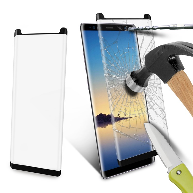 ANGIBABE 0.3mm Electroplated 3D Curved Full Screen Tempered Glass Protector for Samsung Note 8 SM-N950 - Black-11