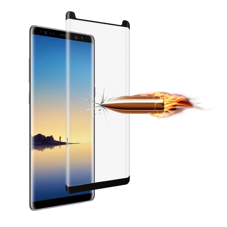 ANGIBABE 0.3mm Electroplated 3D Curved Full Screen Tempered Glass Protector for Samsung Note 8 SM-N950 - Black-3