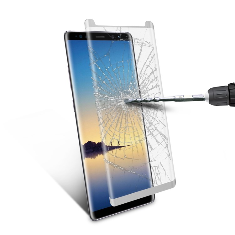 ANGIBABE Electroplated 3D Curved Full Mobile Tempered Glass Protector Film for Samsung Note 8 SM-N950 - Silver-9