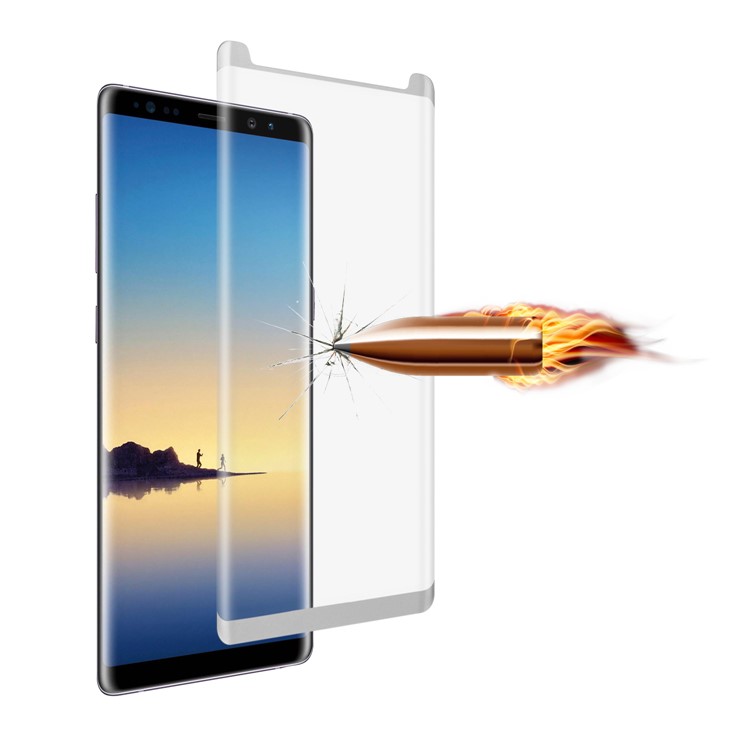 ANGIBABE Electroplated 3D Curved Full Mobile Tempered Glass Protector Film for Samsung Note 8 SM-N950 - Silver-3