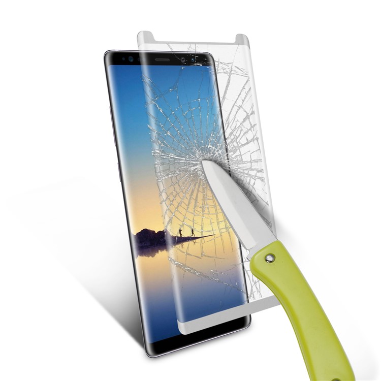 ANGIBABE Electroplated 3D Curved Full Mobile Tempered Glass Protector Film for Samsung Note 8 SM-N950 - Silver-8