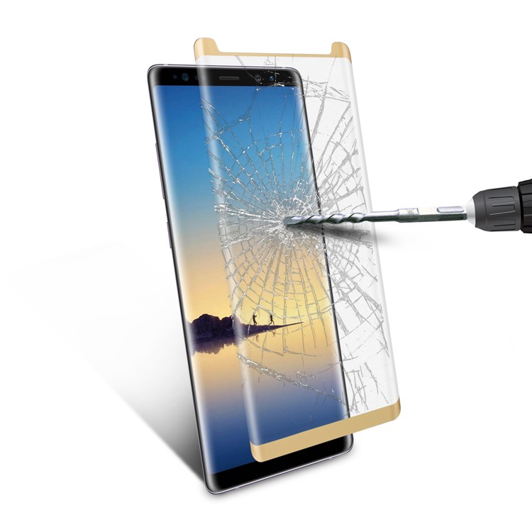 ANGIBABE Plated 3D Curved Complete Mobile Tempered Glass Protector Film for Samsung Note 8 SM-N950 - Gold-10