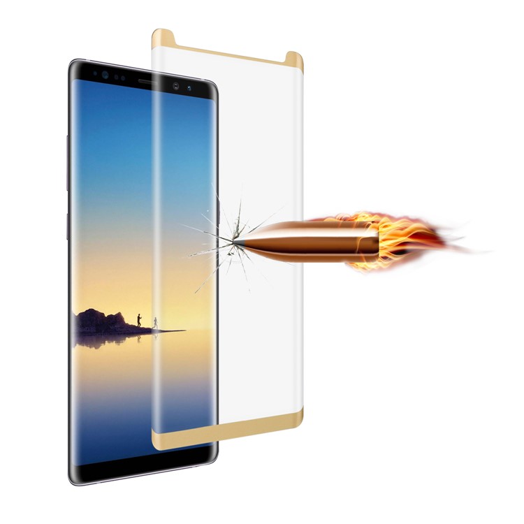 ANGIBABE Plated 3D Curved Complete Mobile Tempered Glass Protector Film for Samsung Note 8 SM-N950 - Gold-3