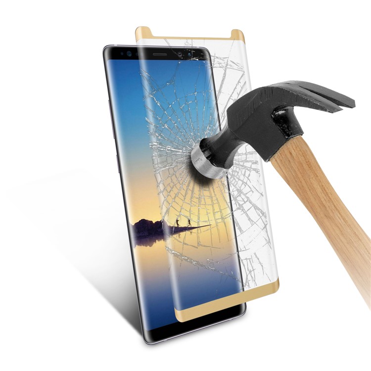 ANGIBABE Plated 3D Curved Complete Mobile Tempered Glass Protector Film for Samsung Note 8 SM-N950 - Gold-9