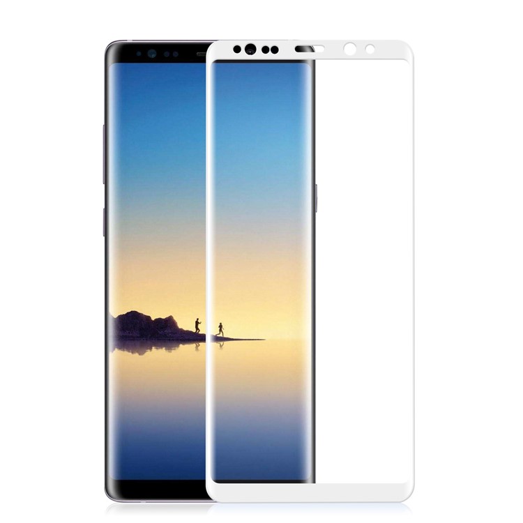 ANGIBABE 0.3mm Full Covering Curved Silk Print Mobile Tempered Glass Protector for Samsung Galaxy Note 8 SM-N950 - White-2